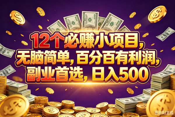 (18976期)12个必赚的小项目,百分百赚元子,无脑简单,副业首选,日入500+-小白项目网