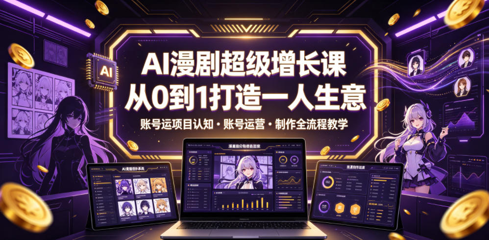 AI漫剧超级增长课,从0到1打造一人生意,项目认知・账号运营・制作全流程教学-小栈博客