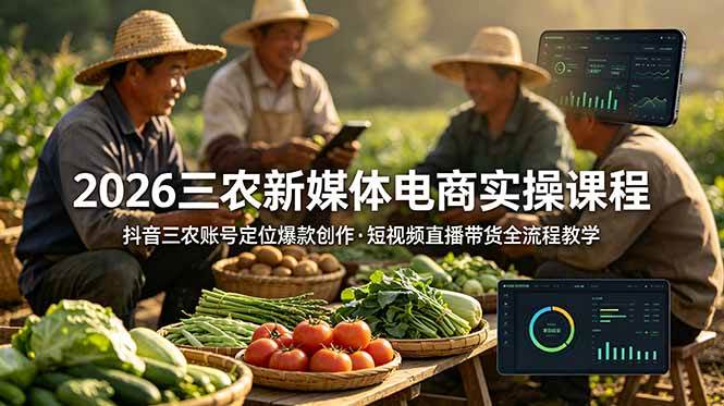 (18991期)2026三农新媒体电商实操课程:抖音三农账号定位爆款创作,短视频直播带货全流程教学-小栈博客测试网