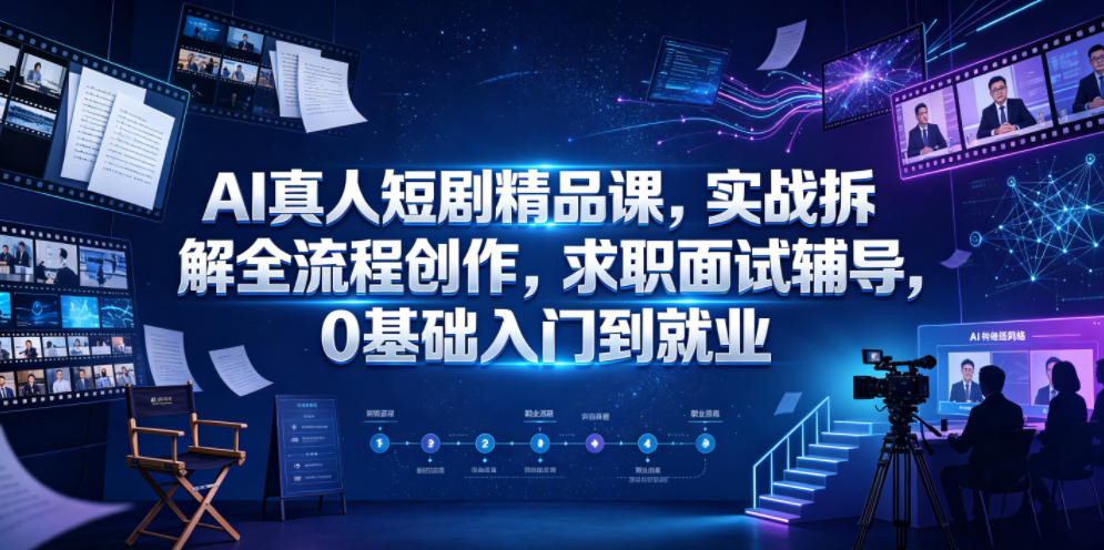 AI真人短剧精品课，实战拆解全流程创作，求职面试辅导，0基础入门到就业-小栈博客