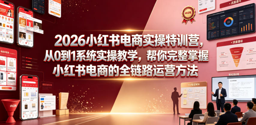 2026小红书电商实操特训营,从0到1系统实操教学,帮你完整掌握小红书电商的全链路运营方法-多课资源站