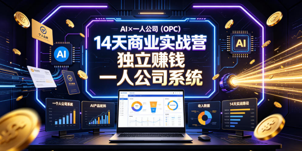AI×一人公司(OPC)14天商业实战营,用AI帮你搭建一个属于你自己的、能独立賺钱的一人公司系统-小栈博客
