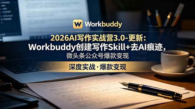 （18995期）2026AI写作实战营3.0-更新：Workbuddy创建写作Skill+去AI痕迹，微头条公众号爆款变现-邪修侠 - 演示