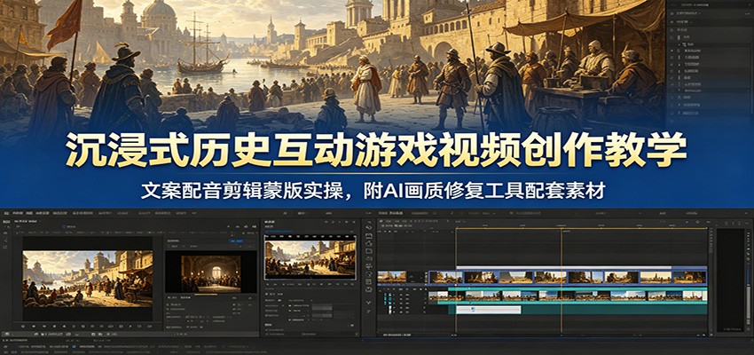 沉浸式历史互动游戏制作指南：文案配音、AI画质修复与剪辑技巧详解_趣客盟