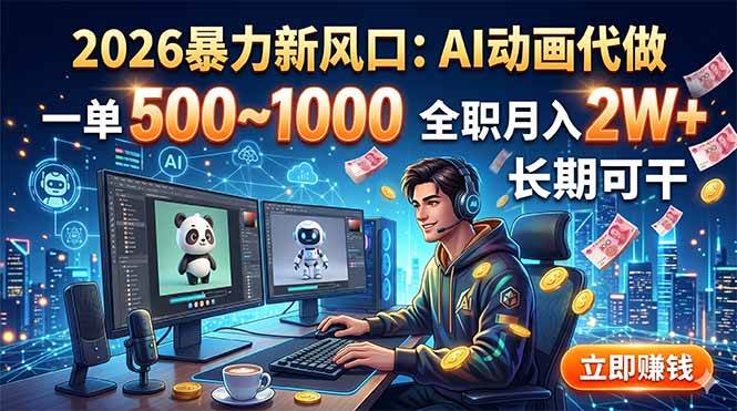 （18993期）2026暴力新风口：AI动画代做，一单500~1000，全职月入2W+，长期可干-小白项目网