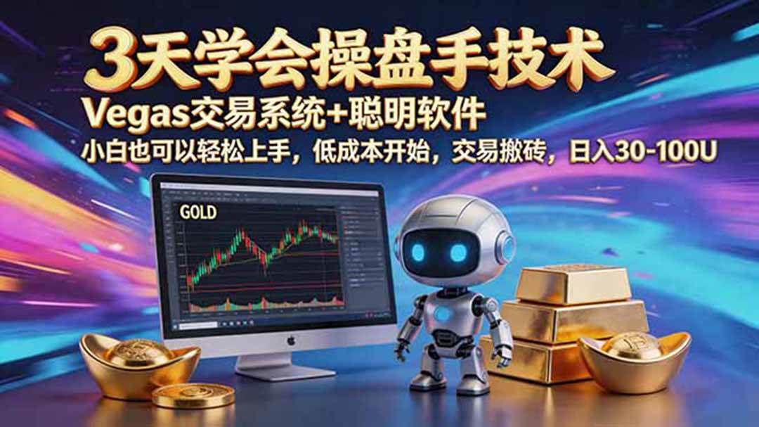 （19005期）三天学会操盘手技术，vegas技术+聪明软件，小白也可以轻松上手，日入500+-小白项目网