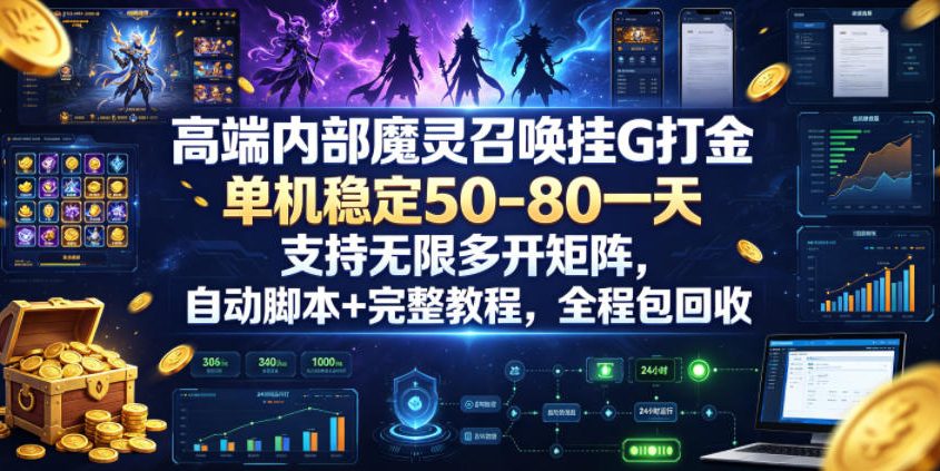 高端内部魔灵召唤挂G打金,单机稳定50-80一天,支持无限多开矩阵,自动脚本+完整教程,全程包回收【揭秘】-小白项目网