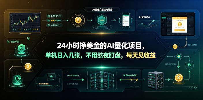 24小时挣美金的AI量化项目，单机日入几十美刀，不用熬夜盯盘，每天见收益【揭秘】-小栈博客