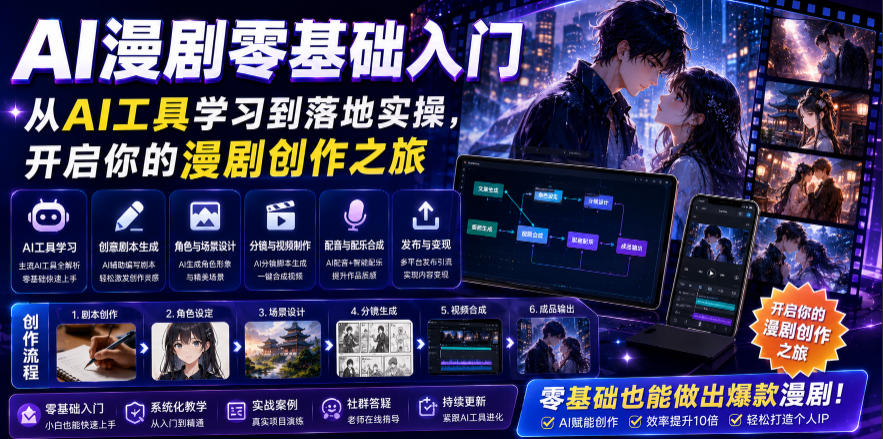 AI漫剧零基础入门，从AI工具学习到落地实操，开启你的漫剧创作之旅-邪修侠 - 演示