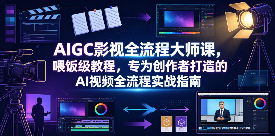 AIGC影视全流程大师课,喂饭级教程,专为创作者打造的AI视频全流程实战指南-小白项目网