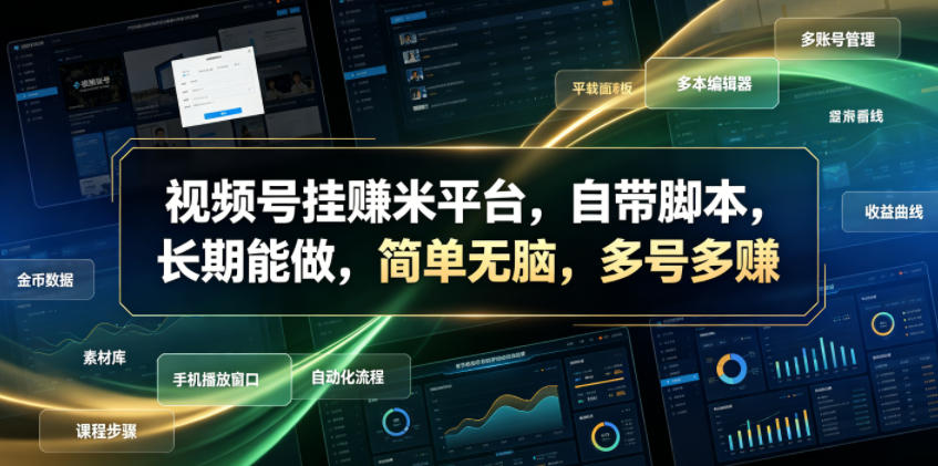 视频号挂賺米平台,自带脚本,长期能做,简单无脑,多号多賺【揭秘】-小白项目网