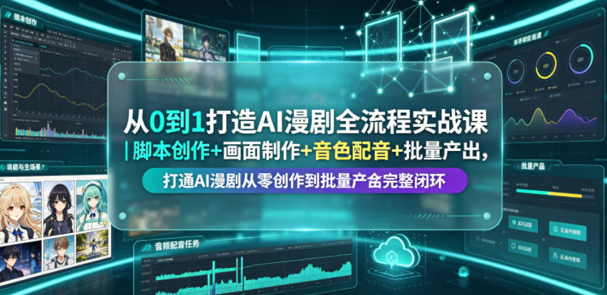 从0到1打造AI漫剧全流程实战课|脚本创作+画面制作+音色配音+批量产出,打通AI漫剧从零创作到批量量产完整闭环-小栈博客