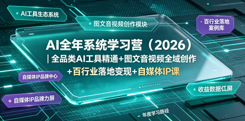AI全年系统学习营（2026）｜全品类AI工具精通+图文音视频全域创作+百行业落地变现+自媒体IP打造年度进阶大课-优优云网创