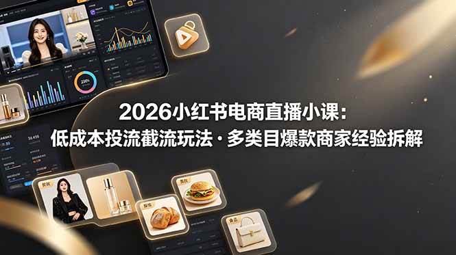 （19034期）2026小红书电商直播小课，低成本投流截流玩法，多类目爆款商家经验完整拆解教学-邪修侠 - 演示