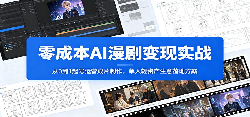 零成本AI漫剧变现实战：从0到1起号运营成片制作，单人轻资产生意落地方案-邪修侠 - 演示