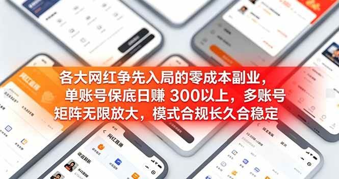 （19092期）各大网红争先入局的零成本副业，单账号日赚 300 以上，多号矩阵可放大，模式合规长久稳定！-小栈博客测试网