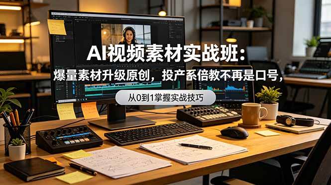（19085期）AI视频素材实战班：爆量素材升级原创，投产翻倍不再是口号，0-1系统教学实战落地-小栈博客测试网