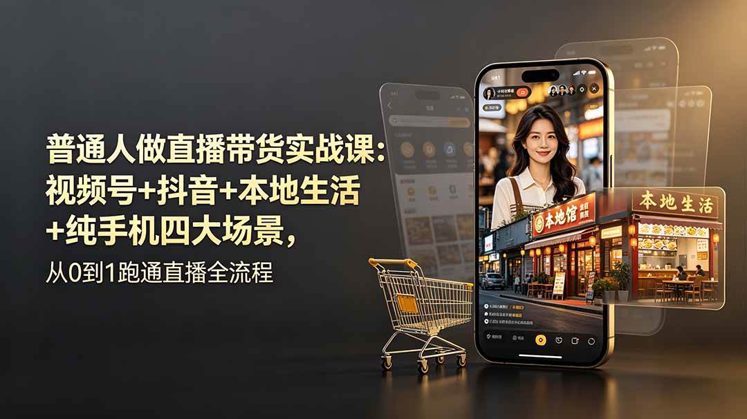 (19111期)普通人做直播带货实战课:视频号+抖音+本地生活+纯手机四大场景,从0到1跑通直播全流程-邪修侠