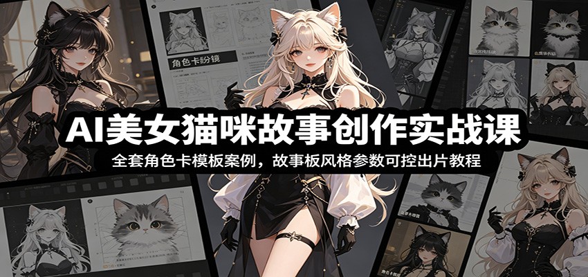 AI美女猫咪故事创作实战课：全套角色卡模板案例，故事板风格参数可控出片教程-邪修侠 - 演示