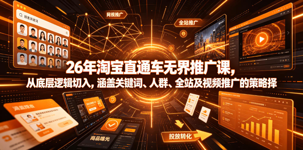 26年淘宝直通车无界推广课,从底层逻辑切入,涵盖关键词、人群、全站及视频推广的策略选择-小栈博客