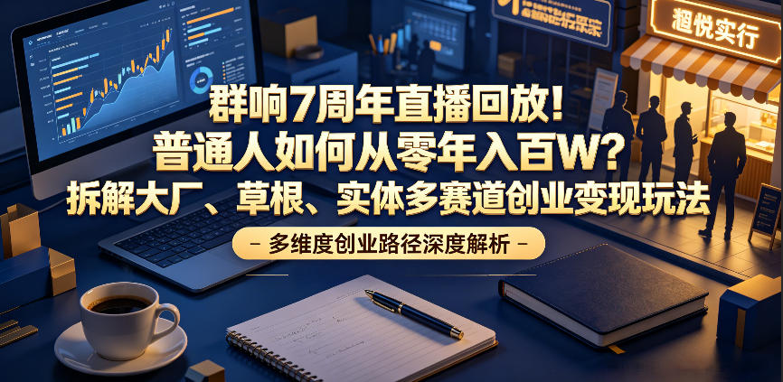 群响7周年直播回放！普通人如何从零年入百W？拆解大厂、草根、实体多赛道创业变现玩法（更新）-邪修侠 - 演示