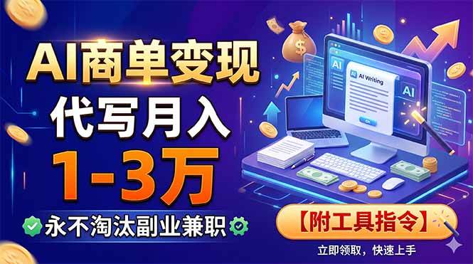 （19102期）AI商单变现，靠代写月入1-3万，永不淘汰副业兼职【附工具指令】-小栈博客测试网