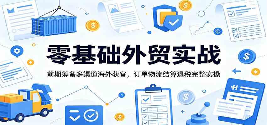 零基础外贸实战：前期筹备多渠道海外获客，订单物流结算退税完整实操-小栈博客