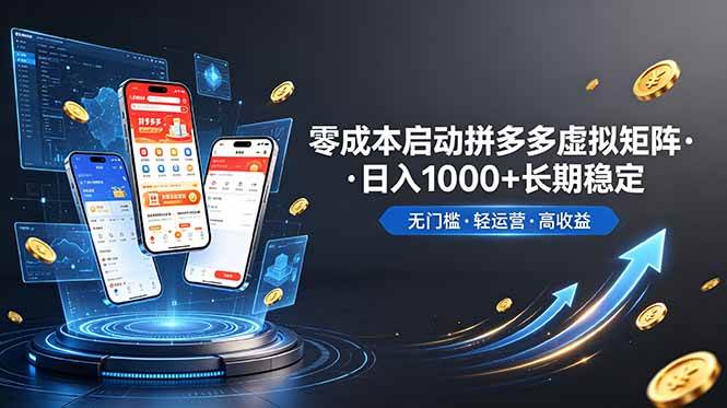 （19098期）不用投资大额本钱零成本启动，做拼多多虚拟矩阵，长期稳定！轻松维持日入 1000-邪修侠 - 演示