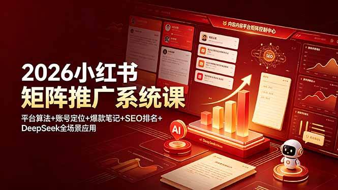 (19129期)2026小红书矩阵推广系统课:平台算法+账号定位+爆款笔记+SEO排名+DeepSeek全场景应用-邪修侠 - 演示