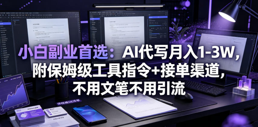 小白副业首选：AI代写月入1-3W，附保姆级工具指令+接单渠道，不用文笔不用引流【揭秘】-小栈博客