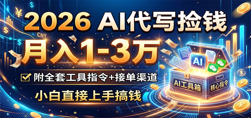 2026 AI代写捡钱,月入1-3万,附全套工具指令+接单渠道,小白直接上手搞钱-小栈博客