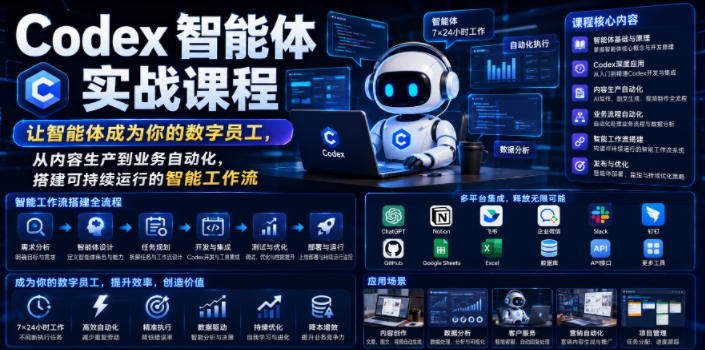 Codex智能体实战课程，让智能体成为你的数字员工，从内容生产到业务自动化，搭建可持续运行的智能工作流-小栈博客