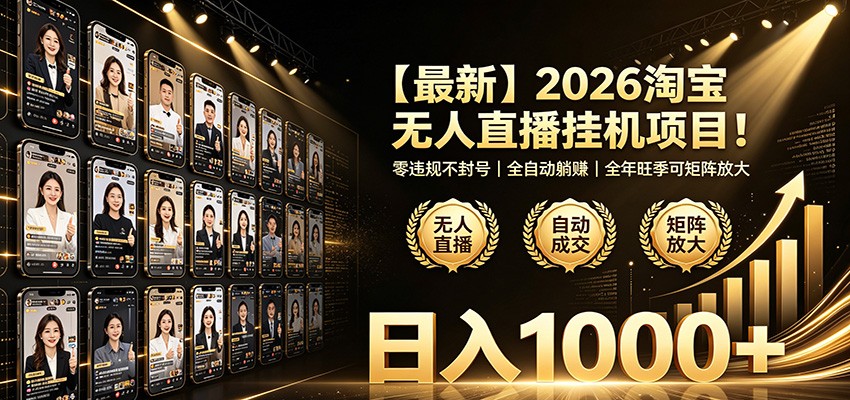 2026年淘宝无人直播挂机神器！零违规封号保障，全自动躺赚日赚1000+必看攻略_趣客盟