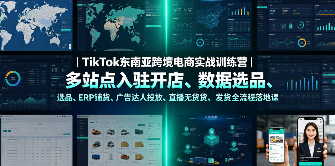 TikTok东南亚跨境电商实战训练营|多站点入驻开店、数据选品、ERP铺货、广告达人投放、直播无货源发货全流程落地课-小栈博客