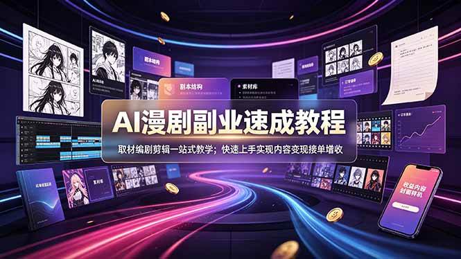（19157期）AI漫剧副业速成教程，取材编剧剪辑一站式教学；快速上手实现内容变现接单增收-邪修侠 - 演示