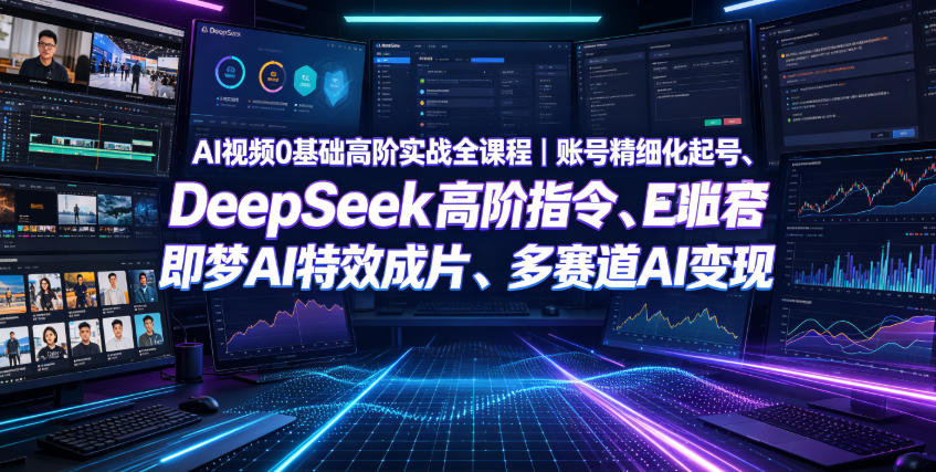 AI视频0基础高阶实战全课程|账号精细化起号、DeepSeek高阶指令、即梦AI特效成片、多赛道AI短视频量产变现-小栈博客