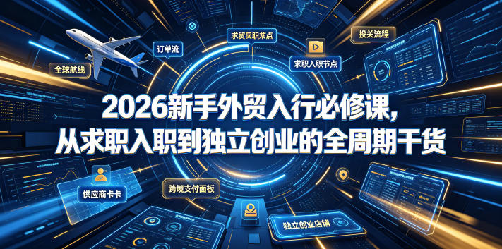 2026新手外贸入行必修课，从求职入职到独立创业的全周期干货-情久项目网