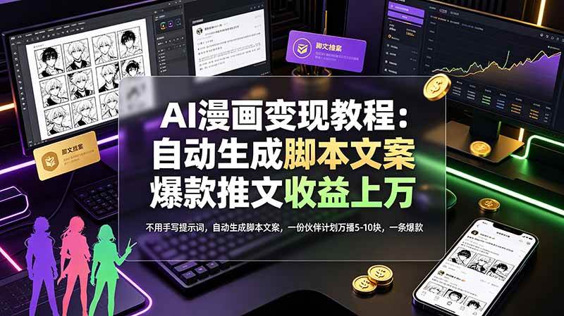 (19170期)AI漫画变现教程:不用手写提示词,自动生成脚本文案,一份伙伴计划万播5-10块,一条爆款推文收益上万-邪修侠 - 演示