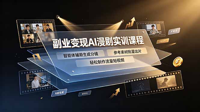 副业变现AI漫剧实训课程,智能体辅助生成分镜,参考素材批量出片,轻松制作流量短视频-小白项目网