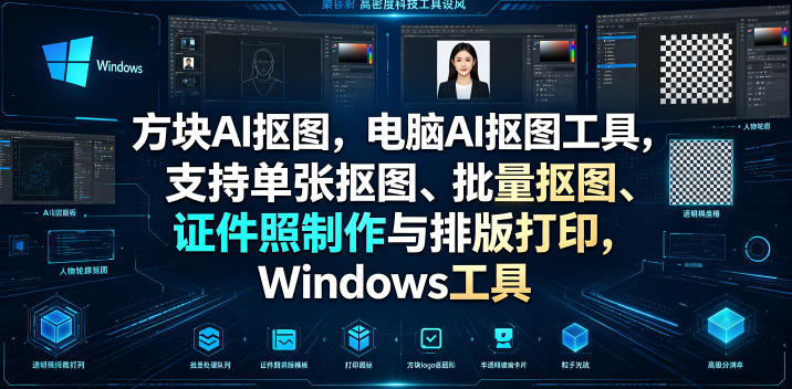 方块AI抠图，电脑AI抠图工具，支持单张抠图、批量抠图、证件照制作与排版打印，Windows工具-多课资源站