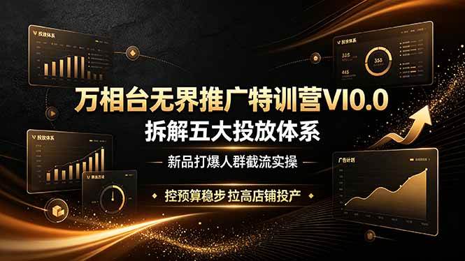 （19184期）万相台无界推广特训营VI0.0，拆解五大投放体系，新品打爆人群截流实操，控预算稳步拉高店铺投产-情久项目网