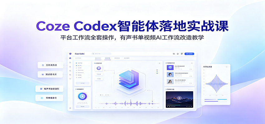 Coze Codex智能体落地实战课：平台工作流全套操作，有声书单视频AI工作流改造教学-情久项目网