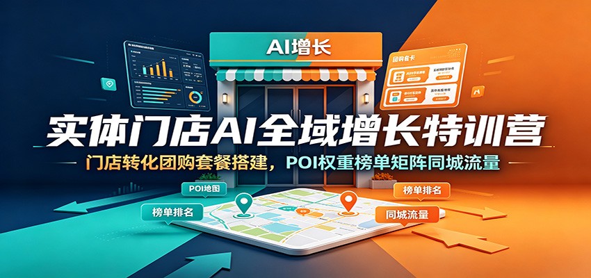 实体门店AI全域增长特训营:门店转化团购套餐搭建,POI权重榜单矩阵同城流量-邪修侠 - 演示