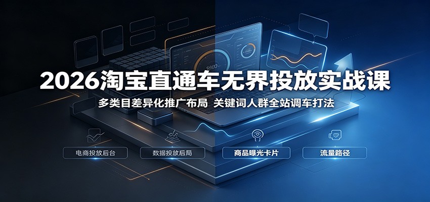 2026淘宝直通车无界投放实战课：多类目差异化推广布局，关键词人群全站调车打法-邪修侠 - 演示
