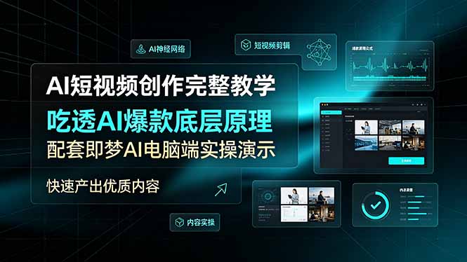AI短视频创作完整教学，吃透AI爆款底层原理，配套即梦AI电脑端实操演示，快速产出优质内容-怪兽网创俱乐部