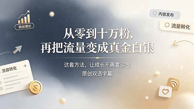 （19198期）从零到十万粉，再把流量变成真金白银——这套方法，让成长不再靠运气【原创双语字幕】-情久项目网