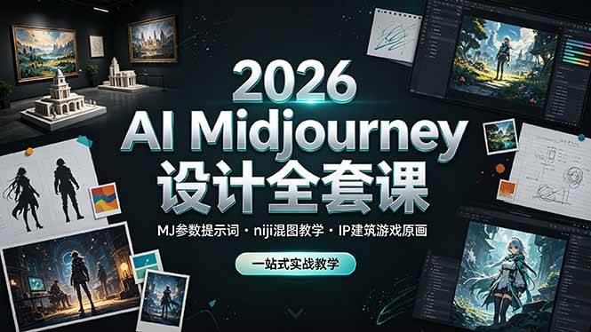 （19209期）2026 AI Midjourney设计全套课，MJ参数提示词niji混图教学，IP建筑游戏原画一站式实战教学-情久项目网