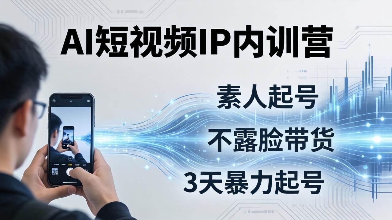 （19208期）2026AI短视频IP内训营-更新：从素人起号到不露脸带货，3天暴力起号全流程拆解-情久项目网