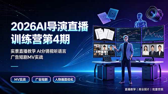 （19216期）2026AI导演直播训练营第4期，实景直播教学AI分镜视听语言，广告短剧MV实战，解决人物画面崩坏痛点-邪修侠 - 演示