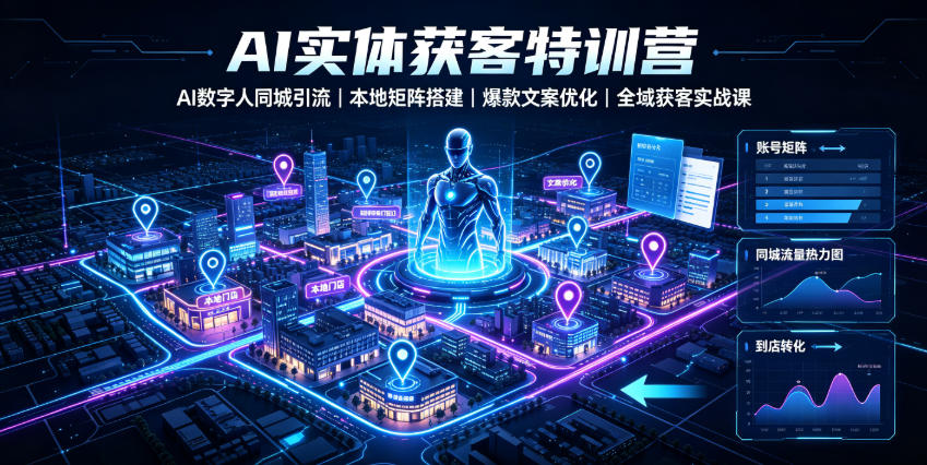 AI实体获客特训营|AI数字人同城引流、本地矩阵搭建、爆款文案优化全域获客实战课-小白项目网